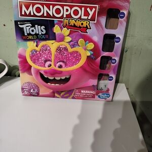 Monopoly Junior Trolls World Tour Themed 100% Complete Movie Board Game Hasbro